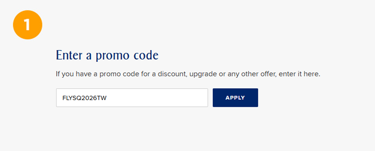 Step 1: Apply the promo code: FLYSQ2026TW