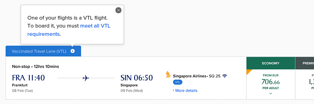 Vaccinated Travel Lanes (VTL)  Singapore Airlines